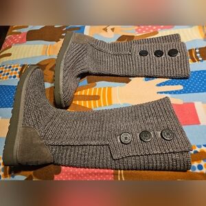 Ugg Gray Knit Button Boots